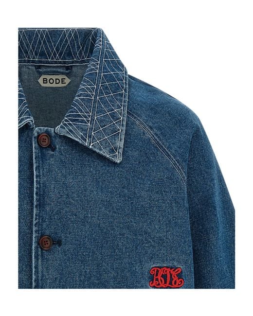 Bode Blue Embroidered Denim Jacket for men
