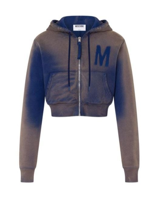 Moschino Blue Gradient Cropped Hoodie