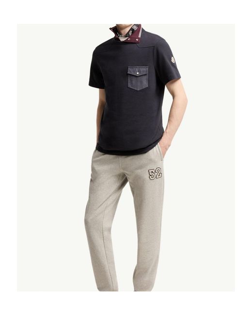 Moncler Black Cotton Jersey T-Shirt With Denim Pocket for men