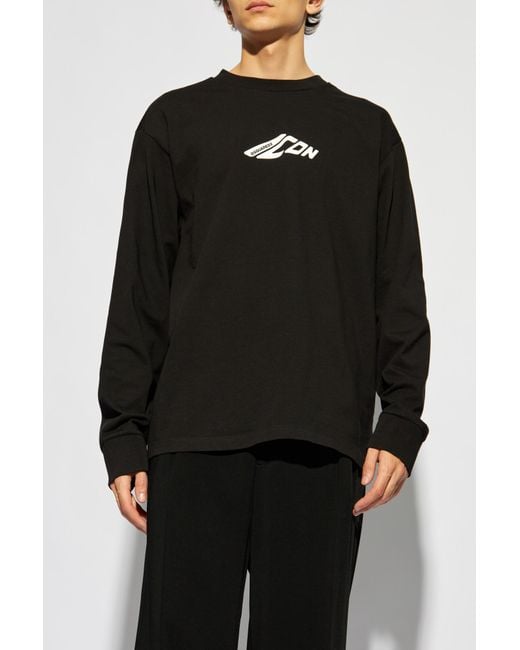 DSquared² Black Logo Printed Long-Sleeved T-Shirt for men