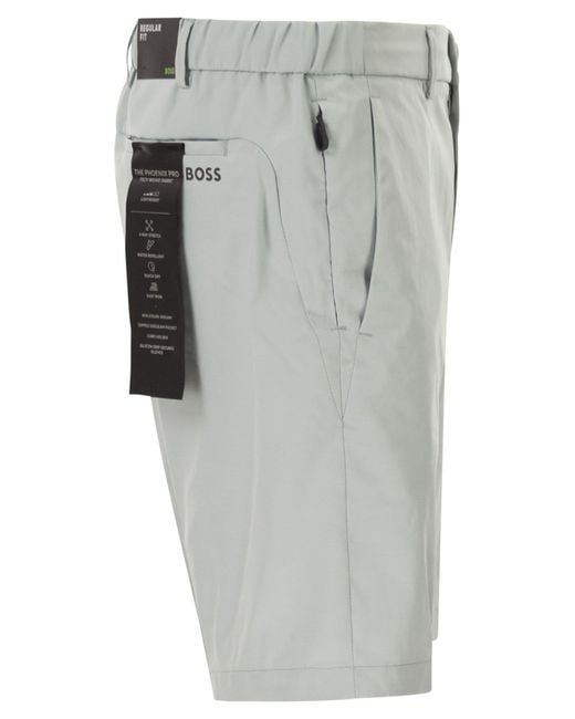 Boss Gray Boss Water-Repellent Finish Easy-Iron Shorts for men