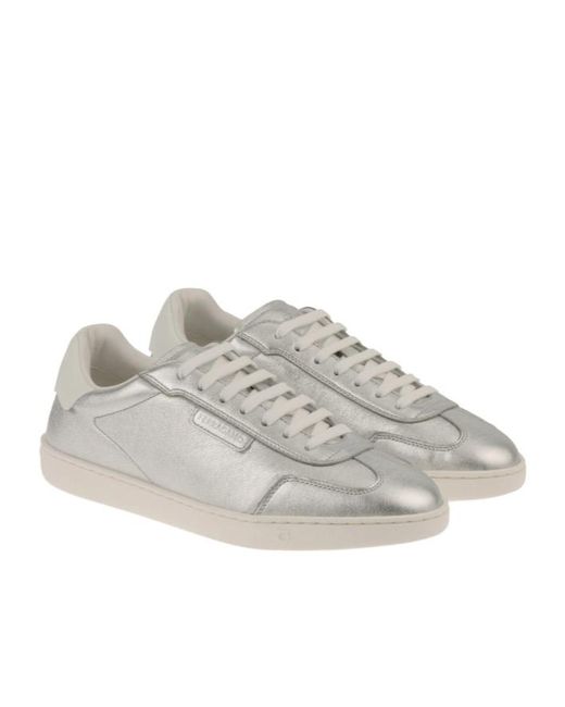 Ferragamo Gray Ferragamo Logo Tag Low-Top Sneakers