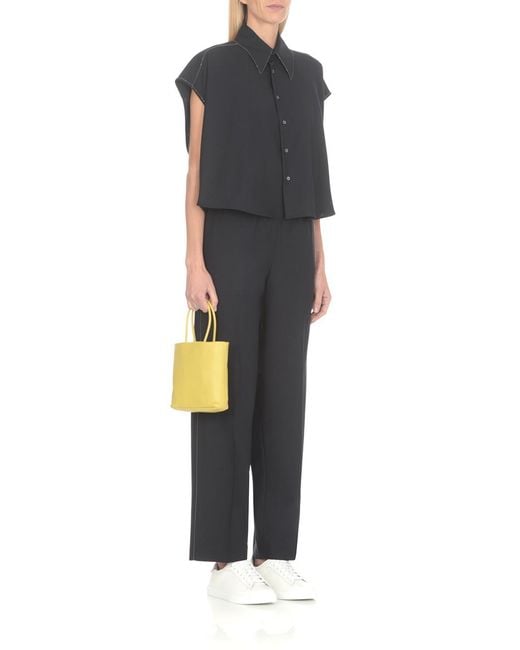 Fabiana Filippi Blue High-Waist Beaded-Trim Trousers