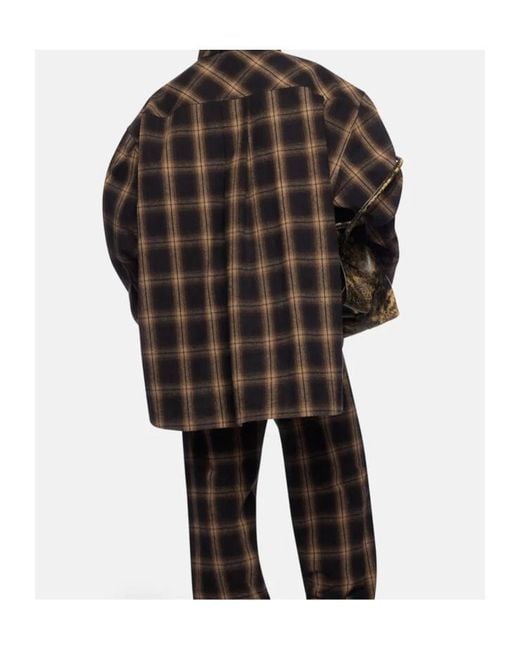 The Attico Brown Diana Checked Long-Sleeve Shirt