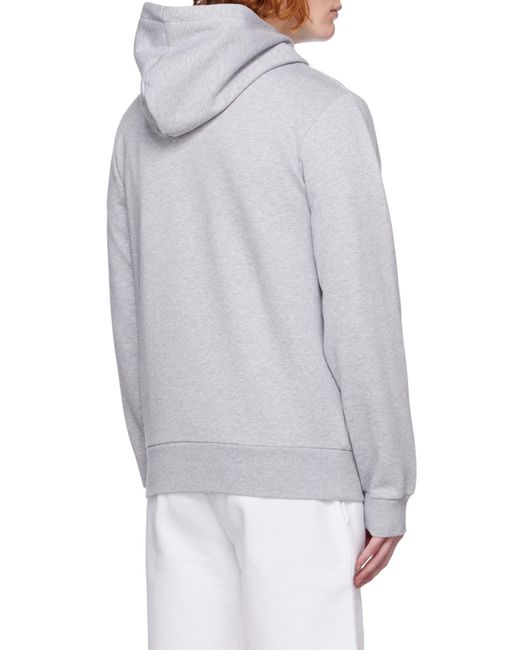 Lacoste White Logo Embroidered Drawstring Hoodie for men