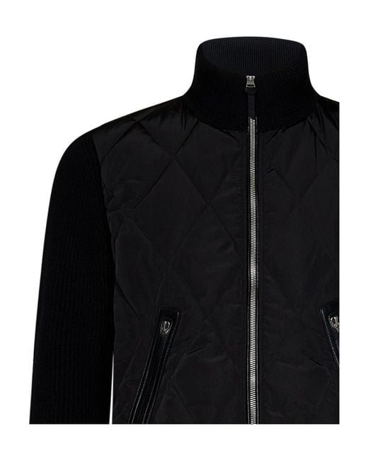Tom Ford Black Ribbed-Knit Padded Jacket for men