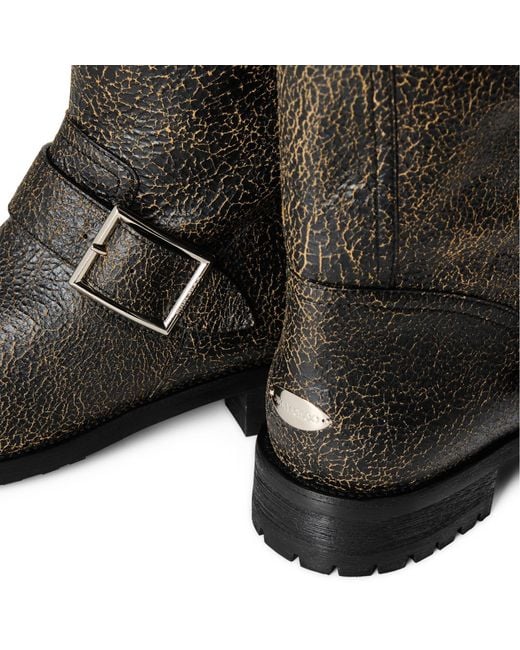 Jimmy Choo Brown Leather Mid-Calf Biker Boot