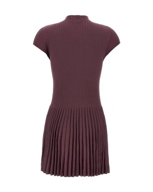 Magda Butrym Purple Ribbed Pleated Mini Dress