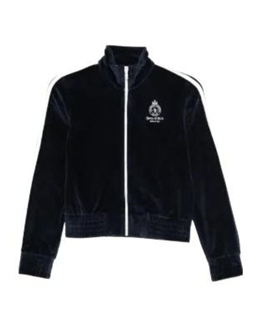 Sporty & Rich Blue Sleeve-Stripe Zipped Sweatshirt