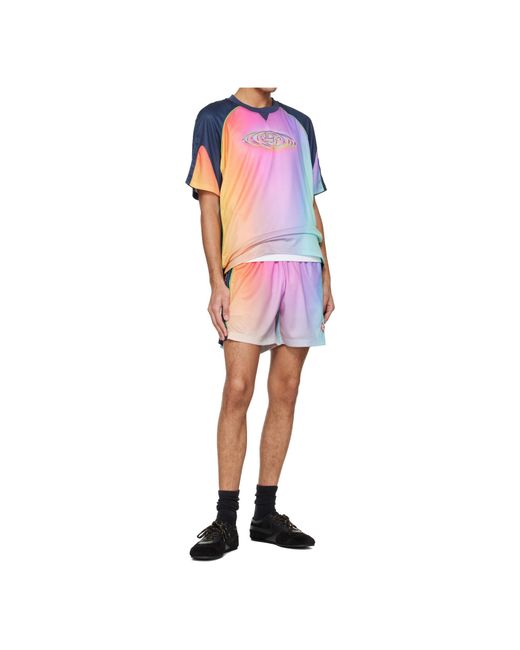 Casablanca Pink Logo Patch Gradient Shorts for men