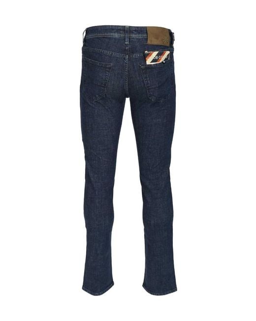Jacob Cohen Blue Logo Patch Slim Fit Jeans for men