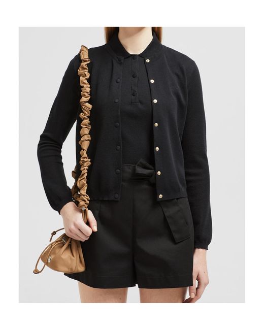 Moncler Black Embroidered Logo Button-Up Cardigan