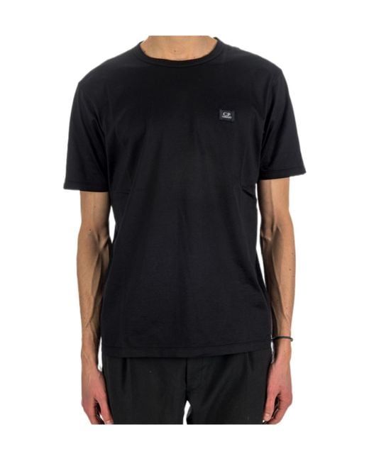 C P Company Black Logo Patch Crewneck T-Shirt for men