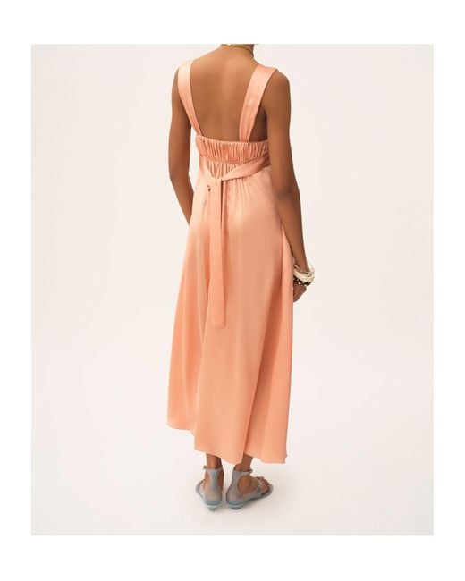 Chloé Pink Sleeveless Ruched Long Dress