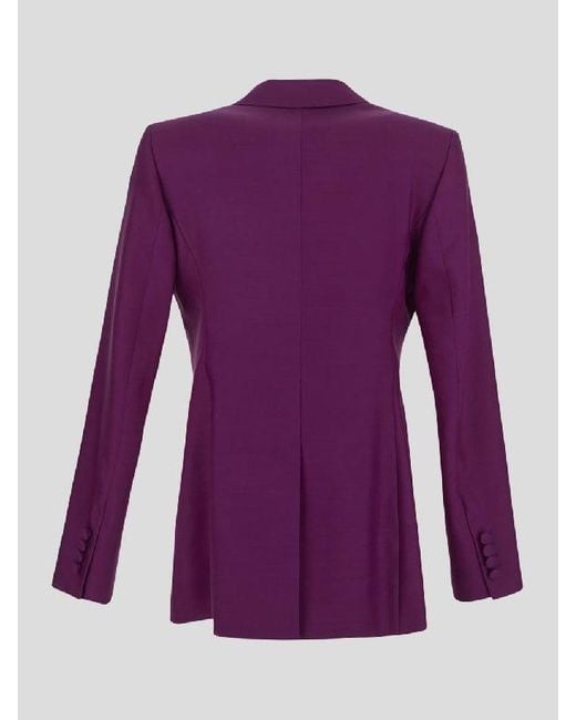 Max Mara Purple Single-Breasted Virgin Wool-Blend Blazer
