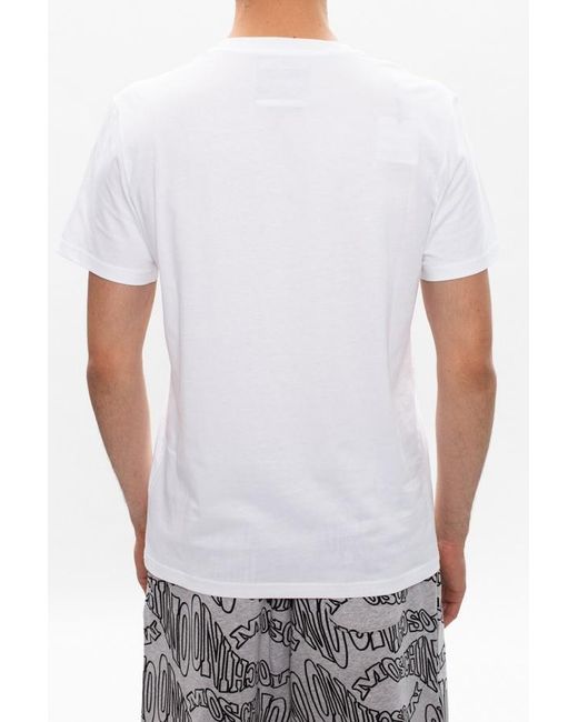 Moschino White Double-Logo Graphic T-Shirt for men