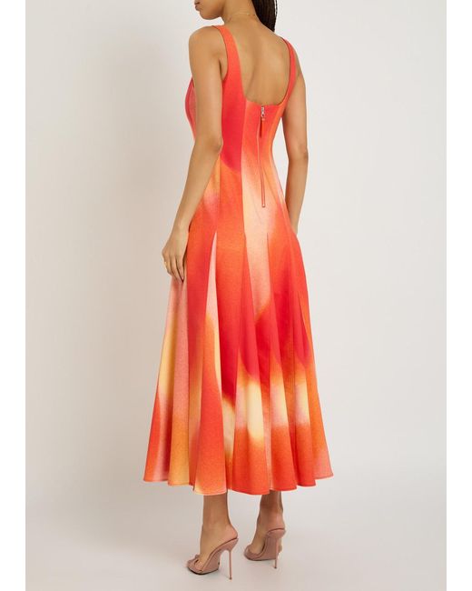 Jonathan Simkhai Orange Printed Cotton-Blend Midi Dress