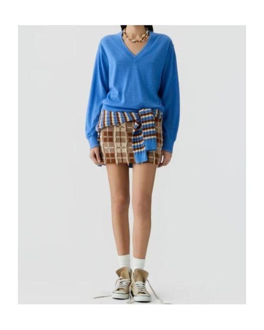 Guest In Residence Blue V-Neck Pullover Sweater
