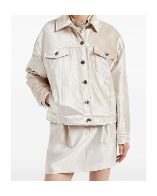 Brunello Cucinelli Natural Button-Up Padded Jacket