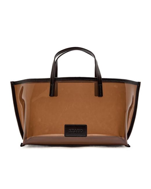 Staud Brown Mini Leather And Pvc Tote
