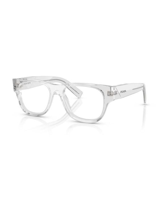 Prada White Rectangle-Frame Glasses for men