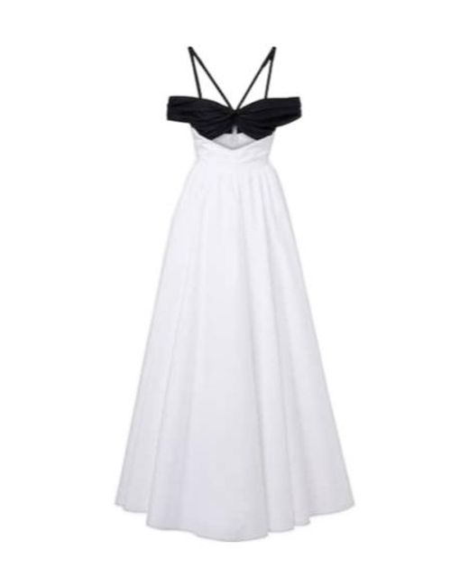 Giambattista Valli White Cutout Ruched Off-Shoulder Cotton Gown