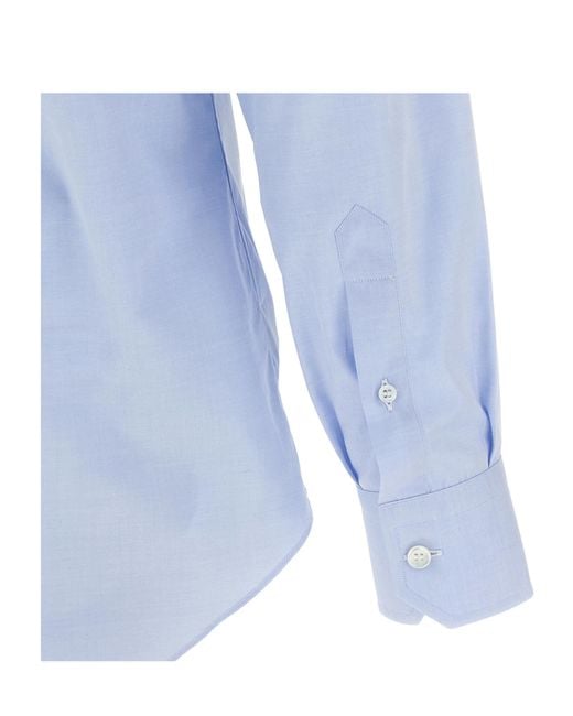 Brioni Blue Long-Sleeved Buttoned Shirt for men