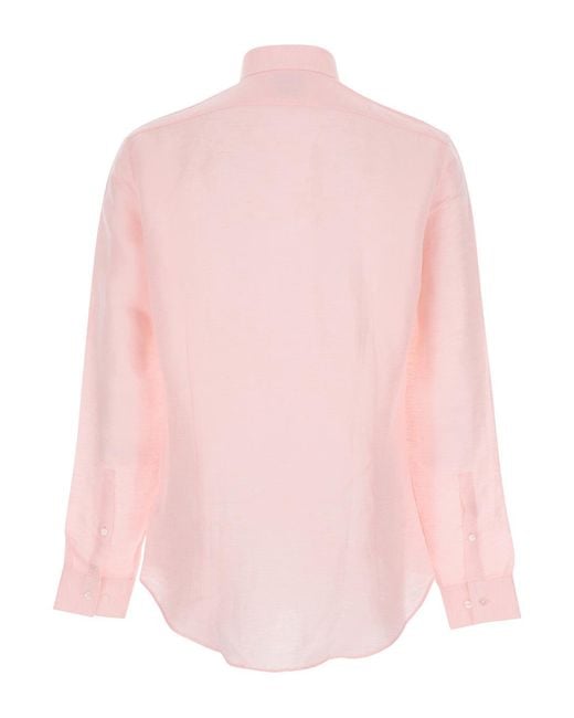 Calvin Klein Pink Slim Fit Linen Shirt for men