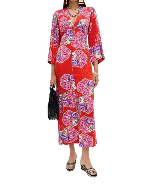 rixo london dress Star In English Floral Spot this dress will make a wild statement RIXO London Women's Red Long-Sleeved
