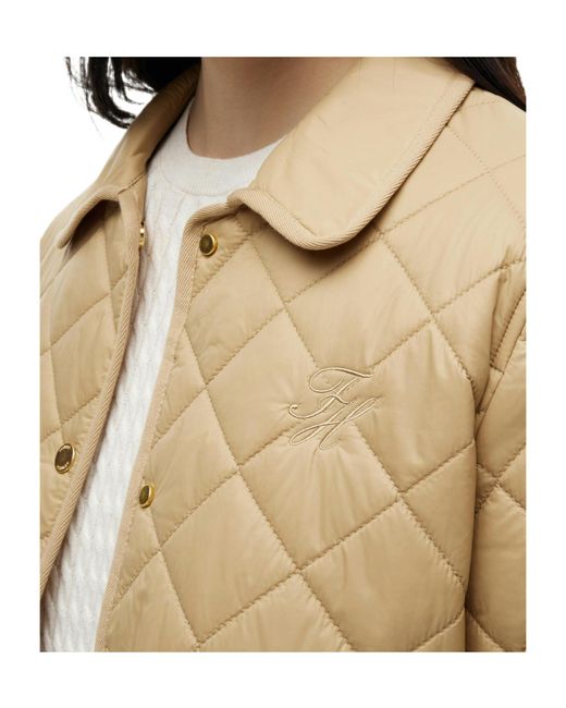 Tommy Hilfiger Natural Quilted Logo-Embroidered Jacket