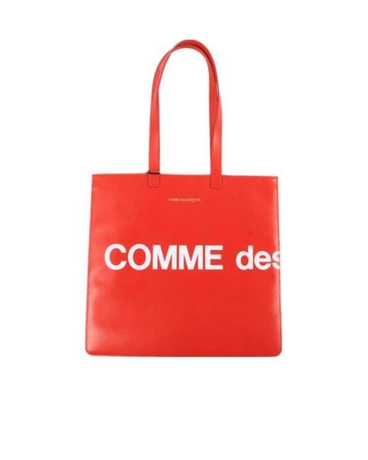 Comme des Garçons Red Comme Des Garçons Wallet Huge Logo Printed Tote Bag for men