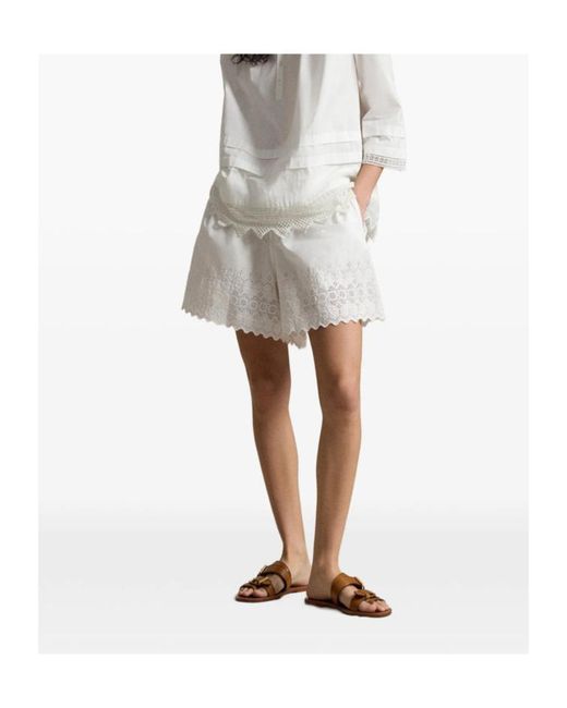 Polo Ralph Lauren White Eyelet Scalloped Cotton Shorts