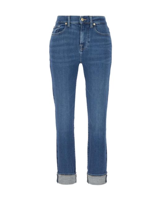 7 For All Mankind Blue Relaxed Skinny Jeans