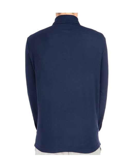Loro Piana Blue Long-Sleeved Polo Shirt for men