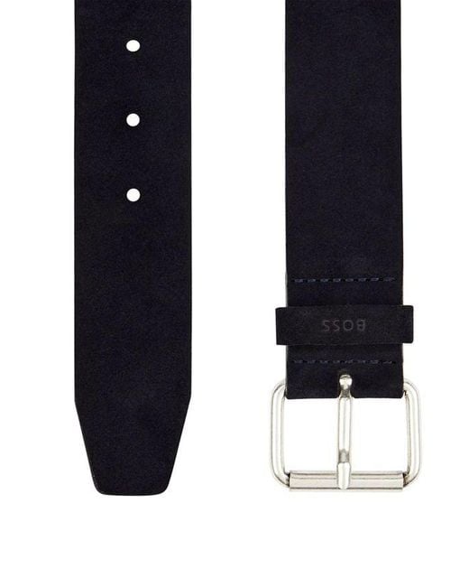 Boss White Buckle Suede Belt for men