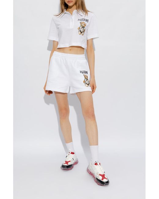 Moschino White Panelled Lace-Up Sneakers
