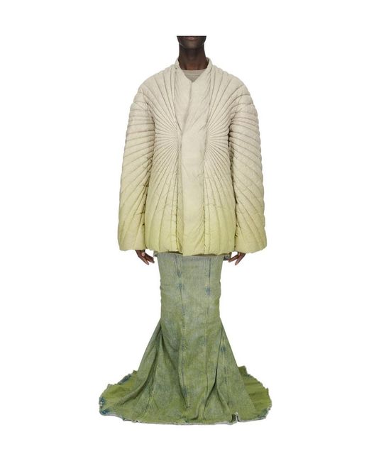 Moncler Green Moncler Rick Owens Radiance Raw Cut Hem Skirt