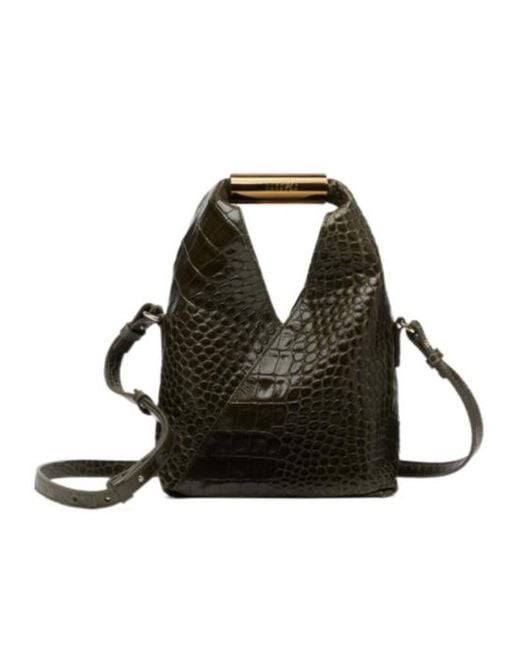 MM6 by Maison Margiela Green Japanese Embossed Small Shoulder Bag