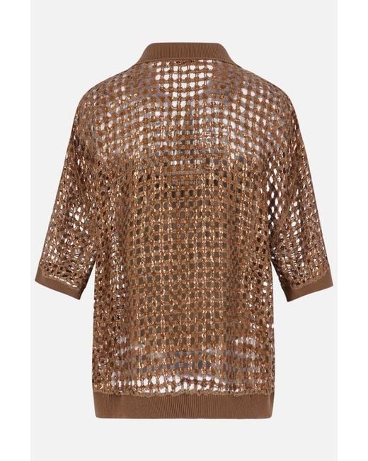 Brunello Cucinelli Brown Sequinned V-Neck Jumper