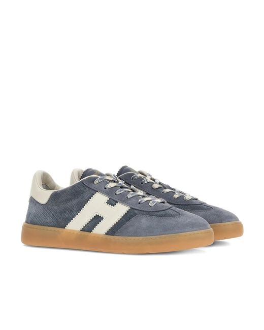 Hogan Blue Logo-Patch Lace-Up Sneakers for men