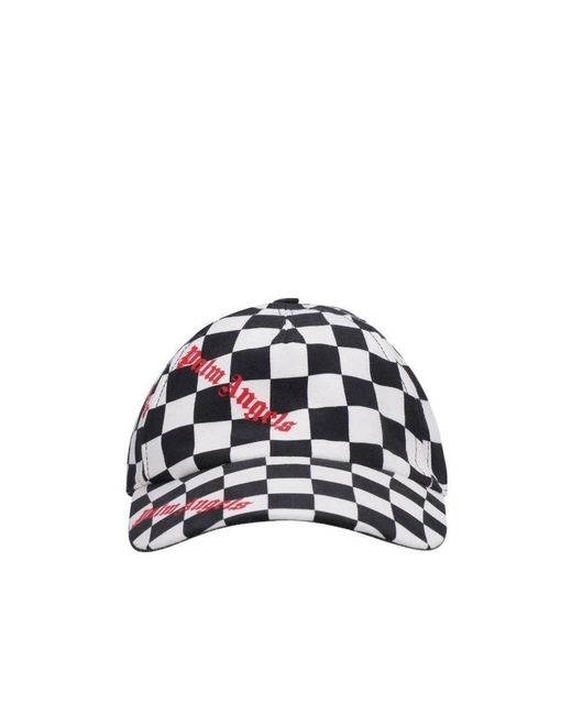 Palm Angels White Damier Checked Logo-Print Cap for men