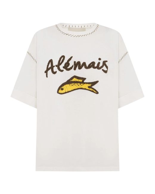 ALÉMAIS White Crew Neck Short-Sleeved T-Shirt