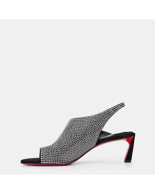 Christian Louboutin Black Rhinestone Embellished High-Heel Sandals
