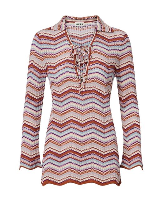 Rixo Red Brody Chevron Cotton Top