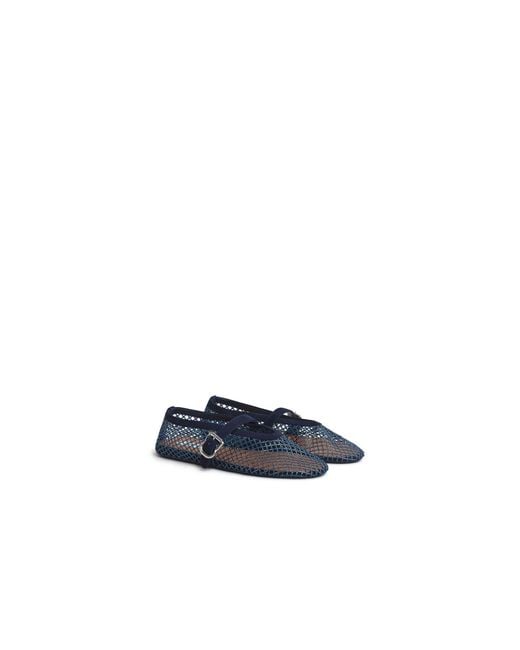 Alaïa Blue Fishnet Ballet Flats