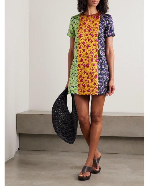 LaDoubleJ Multicolor Swing Tricolor Floral Mini Mini Dress