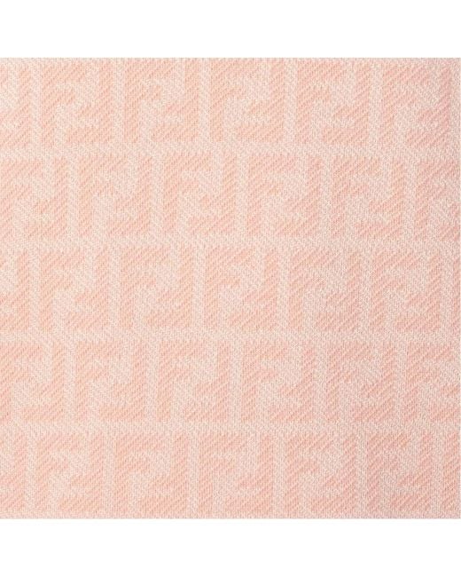 Fendi Pink Ff Jacquard Crewneck Buttoned Cardigan