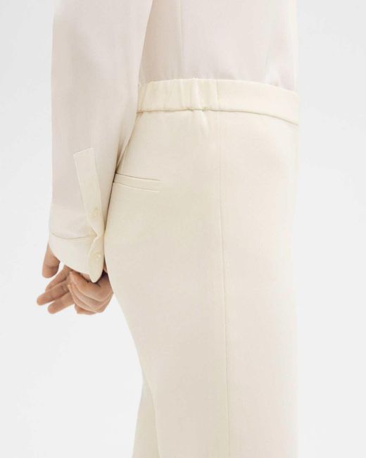 Theory White Treeca Pull-On Tailored Pants