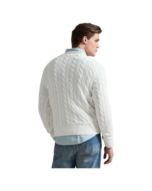 Polo Ralph Lauren White Cable Knit Jumper for men