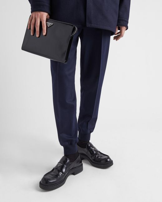 Prada Blue Wool Joggers for men